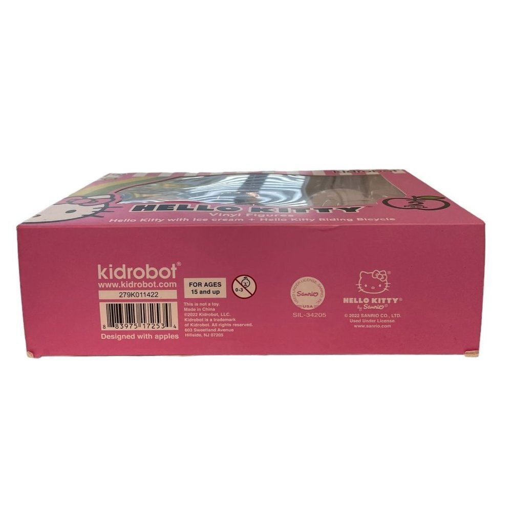 Hello Kitty Vinyl Figures with Ice Cream + Riding Bicycle 2 Pack Kidrobot New - Picture 4 of 5